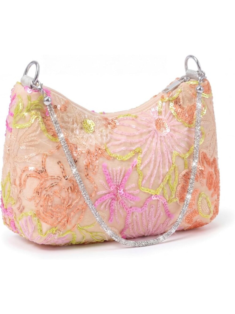 Floral Beaded Sequin Embroidered Evening Bag | Bridal Wedding Purse & Handbag